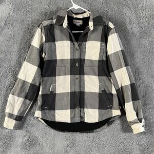 Carhartt Shirt Jacket Girls XS Black White Buffalo Plaid Fleece Lined Button Up